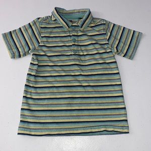 Tea Collection Boy’s Green Yellow Short Sleeve Stripes Polo Shirt Size 4
